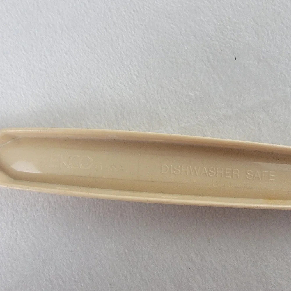 Ekco Vintage Slotted Spoon Almond Beige Nylon Kitchen Utensil USA 12 inch
